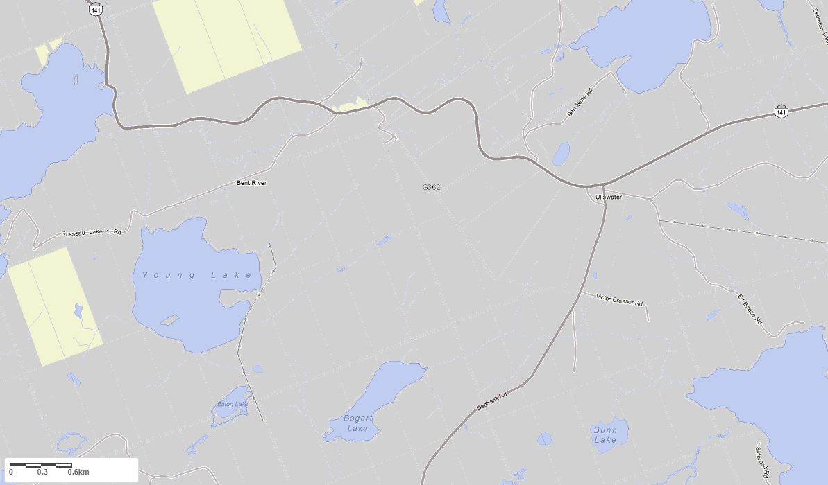 Crown Land Map of Young Lake in Municipality of Muskoka Lakes and the District of Muskoka